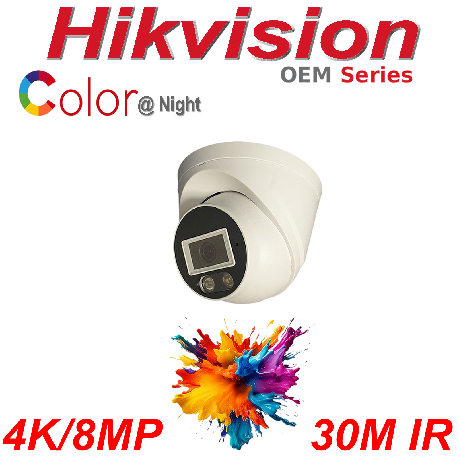 Hikvision N506TW OEM Series 8MP 4K ColorVu Wide Angle Lens 30m IR 24/7 Color Audio Turret CCTV Security Camera - Image 3