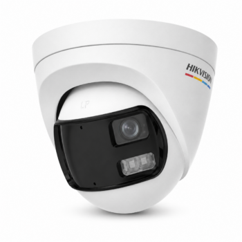 Hikvision DS-2CE72KF3TP-DLS 3K ColorVu dual-lens fixed turret security camera on a white background