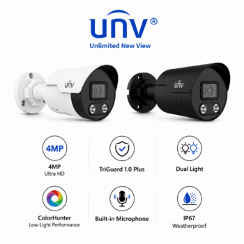 Uniview UV-IPC2124SB-ADF28KMC-I1-B 4MP TriGuard 1.0 Plus Bullet IP Camera – Black / White