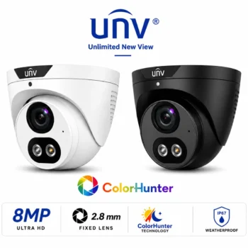 Professional Uniview UV-IPC3618LB-ADF28K-DL-B 8MP ColorHunter Turret IP Camera – Black/White