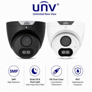 Uniview UV-UAC-T145-AF28LM-DL-B Advanced 5MP ColorHunter DualLight Analogue Turret Camera B/W
