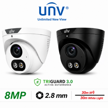 Professional Uniview UV-IPC3618LB-ADF28K-DL-B 8MP ColorHunter Turret IP Camera – Black/White