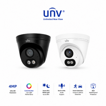 Professional Uniview UV-IPC3614LB-AF28K-DL2-B 4MP ColorHunter Turret IP Camera – Black/White
