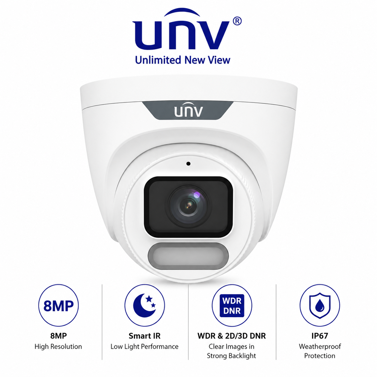 Uniview UV-IPC3628LE-ADF28K-WP-W Advanced 8MP ColorHunter Wise-ISP OwlView IP Turret Camera