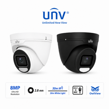 Professional Uniview UV-IPC3638SE-ADF28K-WP-I1-B 8MP OwlView Plus Turret IP Camera – Black/White