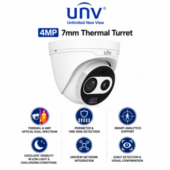 Uniview UV-TIC3612SA-F7-4F6AC-I1-W 4MP 7mm Thermal & Optical Dual-Spectrum Turret Network Camera