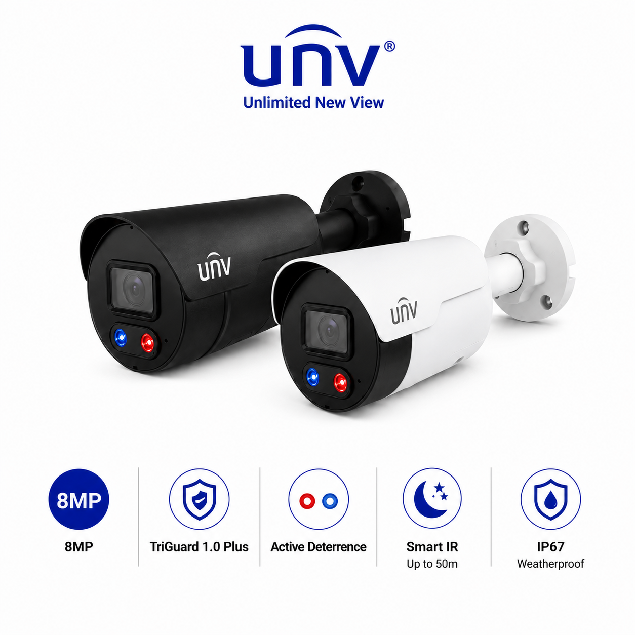 Uniview UV-IPC2128SB-ADF28KMC-I1-B 8MP TriGuard 1.0 Plus Bullet IP Camera – Black / White