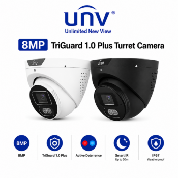 Uniview UV-IPC3618SB-ADF28KMC-I1-B 8MP TriGuard 1.0 Plus Turret IP Camera – Black / White