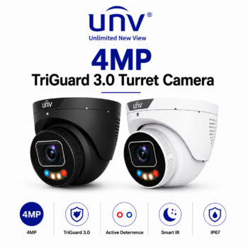Uniview UV-IPC3634SE-ADF28KMC-WP-I1-B 4MP TriGuard 3.0 Turret IP Camera – Black / White