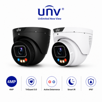 Uniview UV-IPC3634SE-ADF28KMC-WP-I1-B 4MP TriGuard 3.0 Turret IP Camera – Black / White