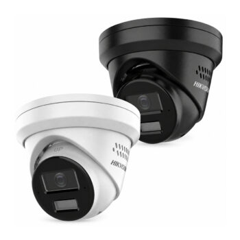 Hikvision DS-2CD2383G2-LI2U/SL 8MP turret camera in white and black colour options.